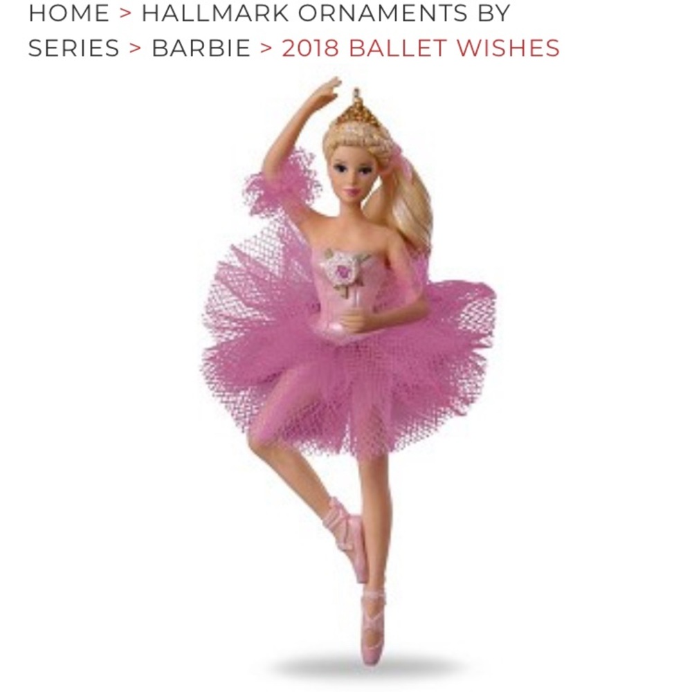 Pink Ballet wishes Hallmark keepsake Holiday Barbie Ornament 2018